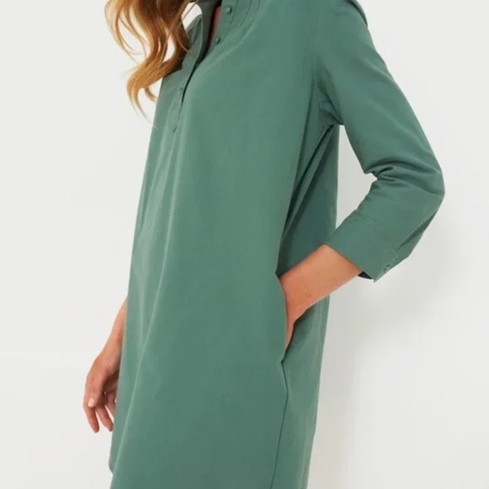 Tuckernuck Pomander Place Green Button Down Collared Polly Shirt Dress Women’s L - Picture 3 of 13